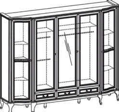 Casa Padrino Luxus Jugendstil Schlafzimmerschrank Dunkelbraun 256,8 x 63,5 x H. 206 cm - Massivholz Kleiderschrank mit 5 Türen und 3 Schubladen - Barock & Jugendstil Schlafzimmer Möbel