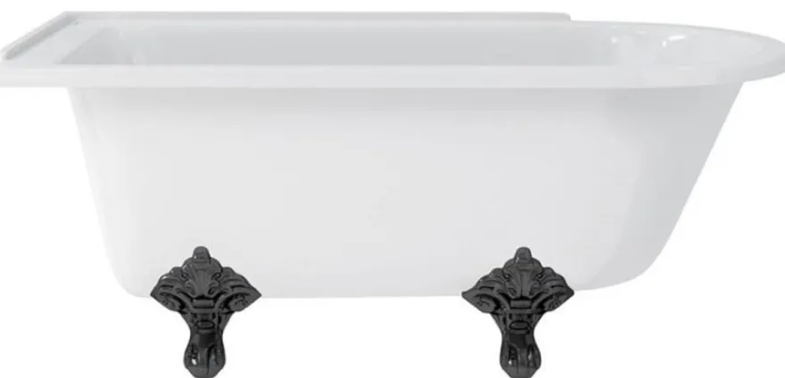 Casa Padrino Luxus Jugendstil Badewanne Weiß / Schwarz 150 x 75 x H. 65 cm - Freistehende Retro Acryl Badewanne - Nostalgische Retro Badezimmer Möbel