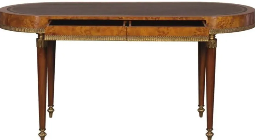 Casa Padrino Luxus Jugendstil Schreibtisch mit 2 Schubladen Hellbraun / Braun 160 x 68 x H. 77 cm - Luxus Büromöbel