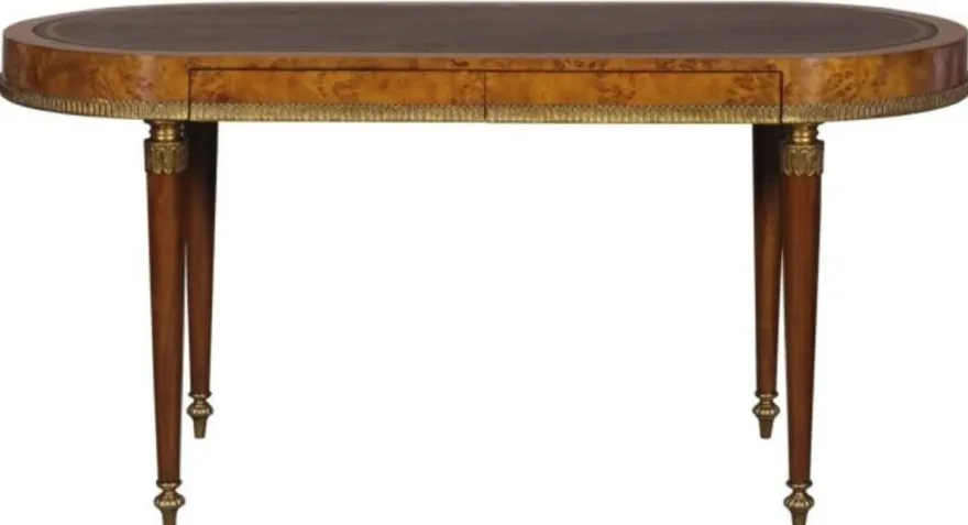 Casa Padrino Luxus Jugendstil Schreibtisch mit 2 Schubladen Hellbraun / Braun 160 x 68 x H. 77 cm - Luxus Büromöbel