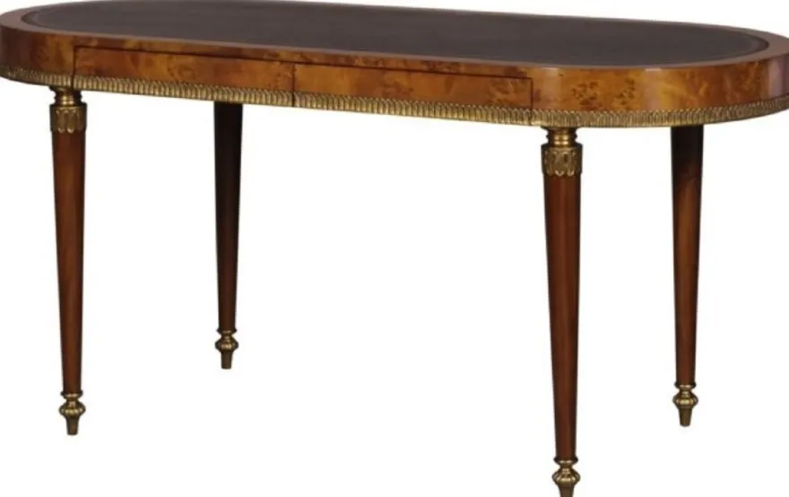 Casa Padrino Luxus Jugendstil Schreibtisch mit 2 Schubladen Hellbraun / Braun 160 x 68 x H. 77 cm - Luxus Büromöbel