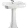 Casa Padrino Luxus Jugendstil Porzellan Waschbecken mit Sockel Weiß 61 x 51 x H. 90 cm