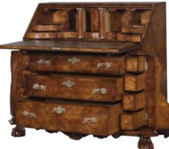 Casa Padrino Luxus Jugendstil Schreibkommode mit 18 Schubladen Braun / Silber 100 x 53 x H. 120 cm - Luxus Qualität