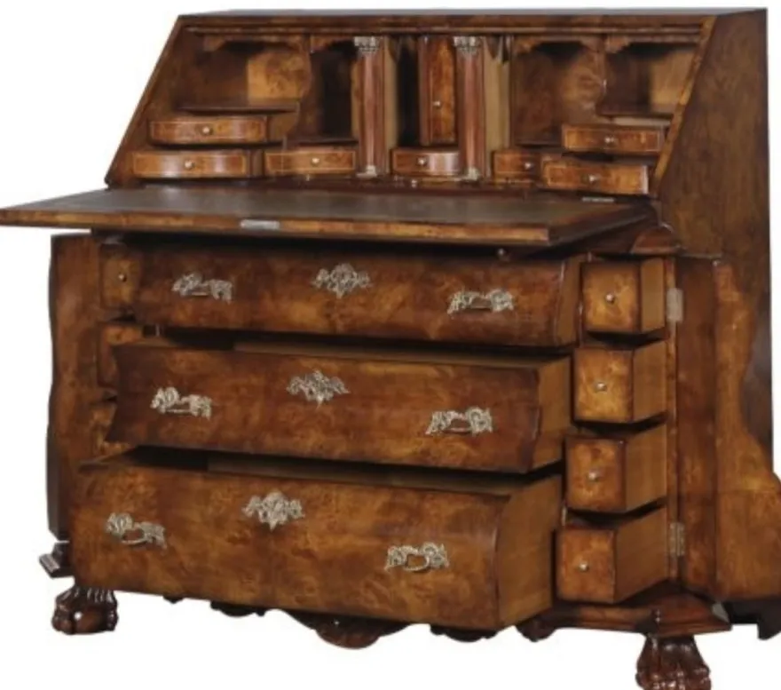 Casa Padrino Luxus Jugendstil Schreibkommode mit 18 Schubladen Braun / Silber 100 x 53 x H. 120 cm - Luxus Qualität