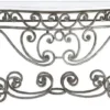 Casa Padrino Luxus Jugendstil Konsole Silber / Weiß 187 x 55 x H. 88 cm - Handgefertigter Schmiedeeisen Konsolentisch mit Massivholz Tischplatte - Wohnzimmer Garten Terrassen Möbel