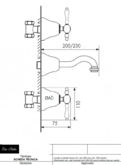 Casa Padrino Luxus Jugendstil Waschtisch Einhebelmischer Wandmontage Chrom Serie Milano 200-230 mm