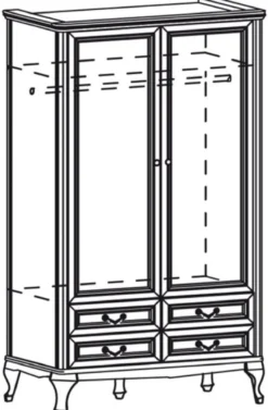 Casa Padrino Luxus Jugendstil Schlafzimmerschrank Dunkelbraun 114,5 x 60 x H. 206 cm - Massivholz Kleiderschrank mit 2 Türen und 4 Schubladen - Barock & Jugendstil Schlafzimmer Möbel