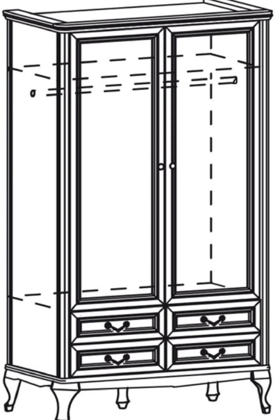 Casa Padrino Luxus Jugendstil Schlafzimmerschrank Dunkelbraun 114,5 x 60 x H. 206 cm - Massivholz Kleiderschrank mit 2 Türen und 4 Schubladen - Barock & Jugendstil Schlafzimmer Möbel