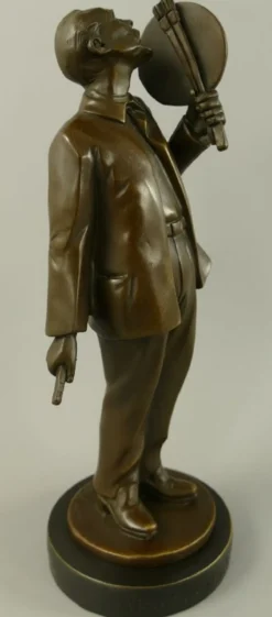Casa Padrino Luxus Jugendstil Bronze Skulptur Vincent van Gogh Bronze / Schwarz 10 x 9 x H. 26 cm - Bronze Figur mit Marmorsockel - Dekofigur - Deko Accessoires