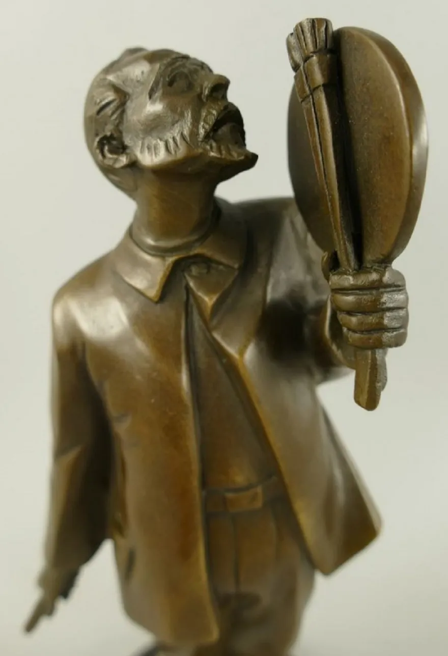 Casa Padrino Luxus Jugendstil Bronze Skulptur Vincent van Gogh Bronze / Schwarz 10 x 9 x H. 26 cm - Bronze Figur mit Marmorsockel - Dekofigur - Deko Accessoires