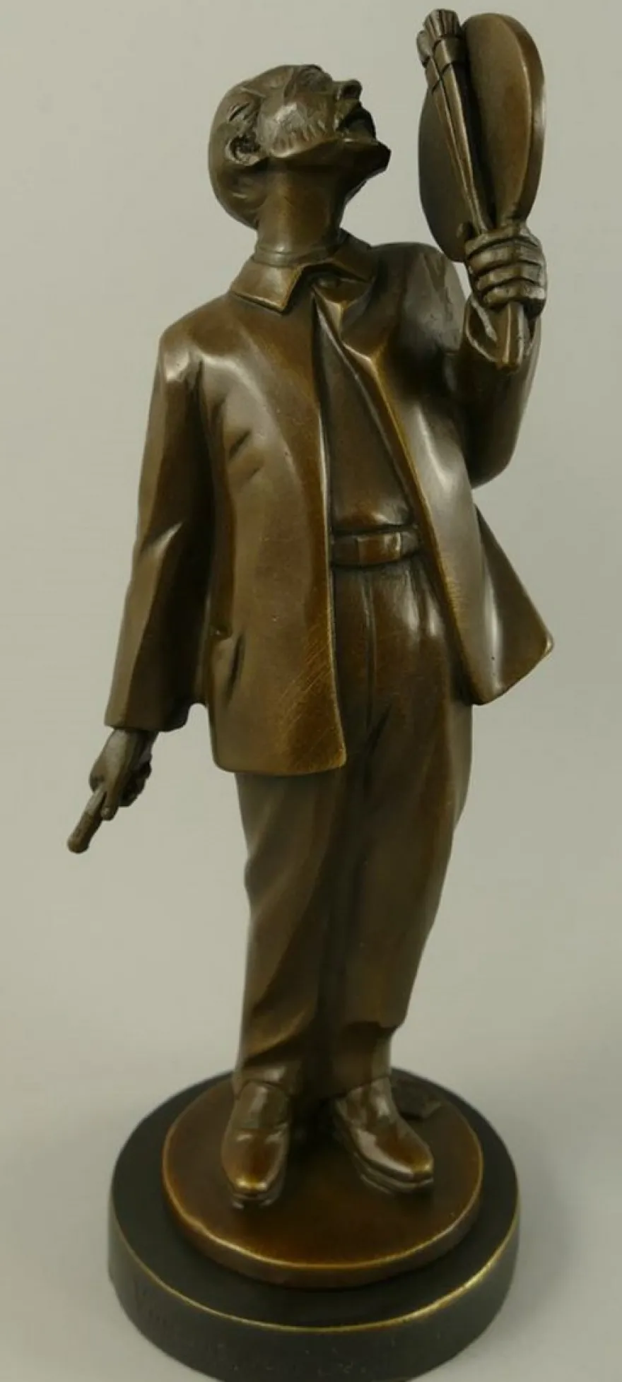 Casa Padrino Luxus Jugendstil Bronze Skulptur Vincent van Gogh Bronze / Schwarz 10 x 9 x H. 26 cm - Bronze Figur mit Marmorsockel - Dekofigur - Deko Accessoires