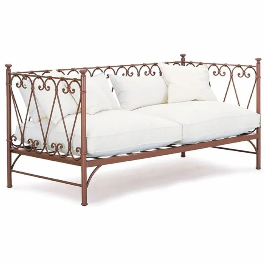 Casa Padrino Luxus Jugendstil Schmiedeeisen Sofa Braun / Weiß 196 cm - Hotel & Garten Sofa