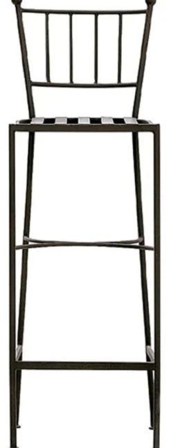 Casa Padrino Luxus Jugendstil Schmiedeeisen Barstuhl mit Sitzkissen Schwarz / Grau / Weiß H. 97 cm