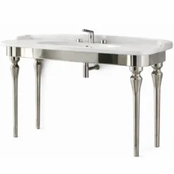Casa Padrino Luxus Jugendstil Waschtisch Weiß / Silber 93 x 58 x H. 90,5 cm - Badezimmer Möbel - Made in Italy