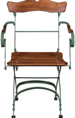 Casa Padrino Luxus Jugendstil Gartenstuhl mit Armlehnen Braun / Grün 57 x 50 x H. 92 cm - Garten & Terrassen Stuhl - Jugendstil Garten & Terrassen Möbel