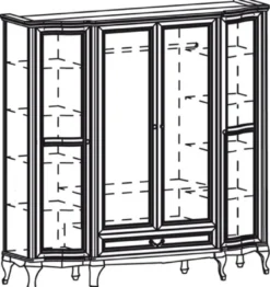 Casa Padrino Luxus Jugendstil Schlafzimmerschrank Dunkelbraun 206,5 x 63,5 x H. 206 cm - Massivholz Kleiderschrank mit 4 Türen und Schublade - Barock & Jugendstil Schlafzimmer Möbel