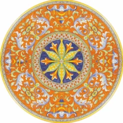 Casa Padrino Luxus Jugendstil Esstisch Orange / Bunt / Schwarz Ø 140 cm - Runder Gartentisch - Gastronomie Möbel - Made in Italy