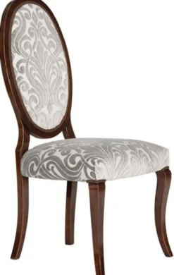 Casa Padrino Luxus Jugendstil Esszimmerstuhl 6er Set Silber / Dunkelbraun 51 x 48 x H. 106 cm - Elegante Küchenstühle mit Muster - Barock & Jugendstil Esszimmer Möbel - Luxus Qualität