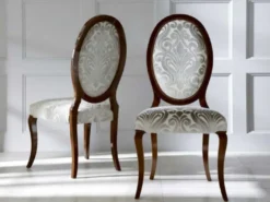 Casa Padrino Luxus Jugendstil Esszimmerstuhl 6er Set Silber / Dunkelbraun 51 x 48 x H. 106 cm - Elegante Küchenstühle mit Muster - Barock & Jugendstil Esszimmer Möbel - Luxus Qualität