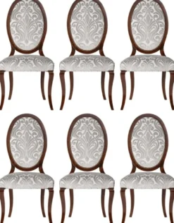 Casa Padrino Luxus Jugendstil Esszimmerstuhl 6er Set Silber / Dunkelbraun 51 x 48 x H. 106 cm - Elegante Küchenstühle mit Muster - Barock & Jugendstil Esszimmer Möbel - Luxus Qualität