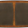 Casa Padrino Luxus Jugendstil Couchtisch Hellbraun / Braun 150 x 75 x H. 47 cm - Eleganter Massivholz Wohnzimmertisch mit hochwertigem Echtleder - Barock & Jugendstil Wohnzimmer Möbel