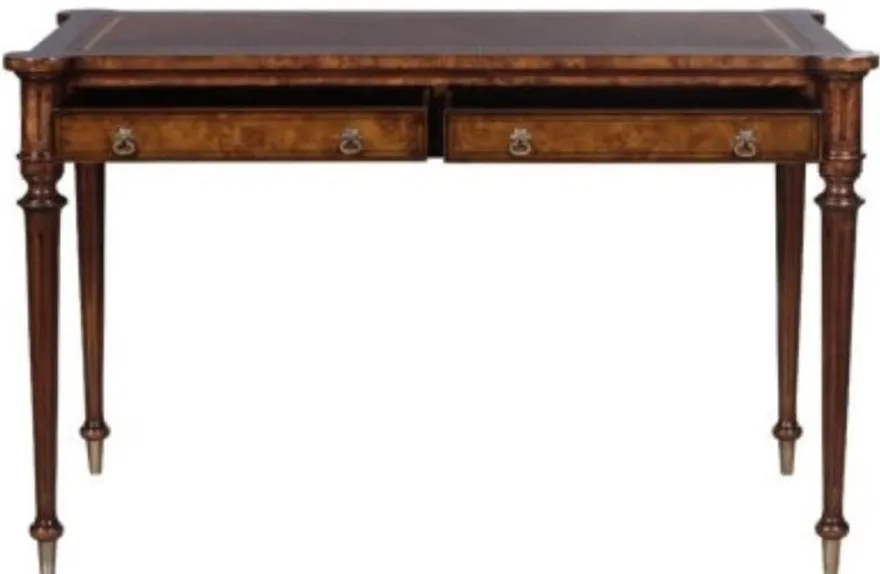 Casa Padrino Luxus Jugendstil Schreibtisch mit 2 Schubladen Braun / Silber 126 x 74 x H. 76 cm - Luxus Qualität