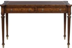 Casa Padrino Luxus Jugendstil Schreibtisch mit 2 Schubladen Braun / Silber 126 x 74 x H. 76 cm - Luxus Qualität