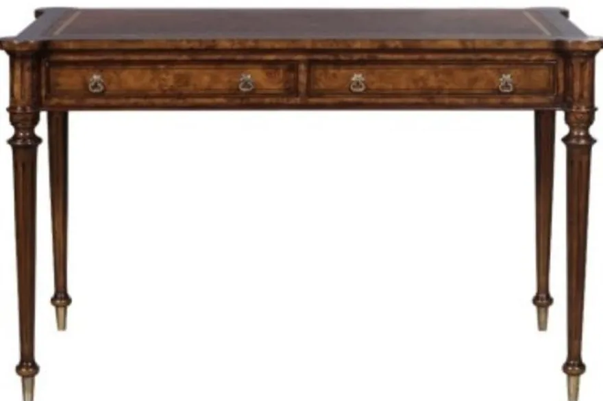 Casa Padrino Luxus Jugendstil Schreibtisch mit 2 Schubladen Braun / Silber 126 x 74 x H. 76 cm - Luxus Qualität