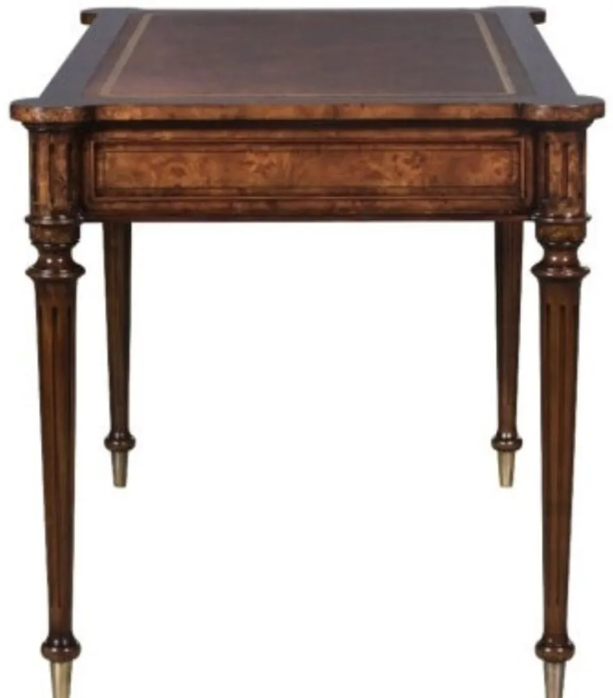 Casa Padrino Luxus Jugendstil Schreibtisch mit 2 Schubladen Braun / Silber 126 x 74 x H. 76 cm - Luxus Qualität