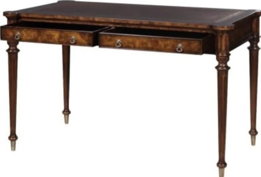 Casa Padrino Luxus Jugendstil Schreibtisch mit 2 Schubladen Braun / Silber 126 x 74 x H. 76 cm - Luxus Qualität