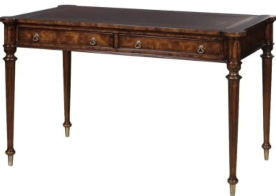 Casa Padrino Luxus Jugendstil Schreibtisch mit 2 Schubladen Braun / Silber 126 x 74 x H. 76 cm - Luxus Qualität