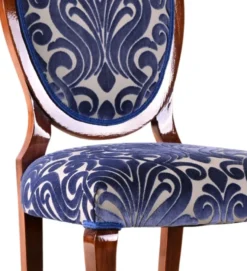 Casa Padrino Luxus Jugendstil Esszimmerstuhl 6er Set Blau / Creme / Braun 51 x 48 x H. 106 cm - Elegante Küchenstühle mit Muster - Barock & Jugendstil Esszimmer Möbel - Luxus Qualität