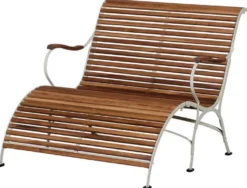 Casa Padrino Luxus Jugendstil Gartenbank Braun / Creme 107 x 150 x H. 91 cm - Garten & Terrassen Sitzbank mit Armlehnen und Fußstütze - Jugendstil Garten & Terrassen Möbel