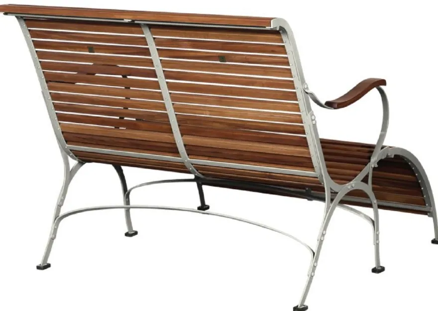 Casa Padrino Luxus Jugendstil Gartenbank Braun / Creme 107 x 150 x H. 91 cm - Garten & Terrassen Sitzbank mit Armlehnen und Fußstütze - Jugendstil Garten & Terrassen Möbel