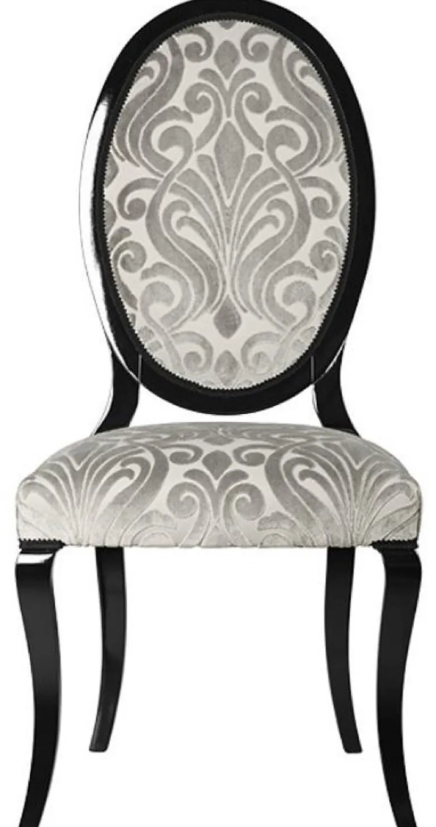 Casa Padrino Luxus Jugendstil Esszimmerstuhl 6er Set Grau / Schwarz 51 x 48 x H. 106 cm - Elegante Küchenstühle mit Muster - Barock & Jugendstil Esszimmer Möbel - Luxus Qualität
