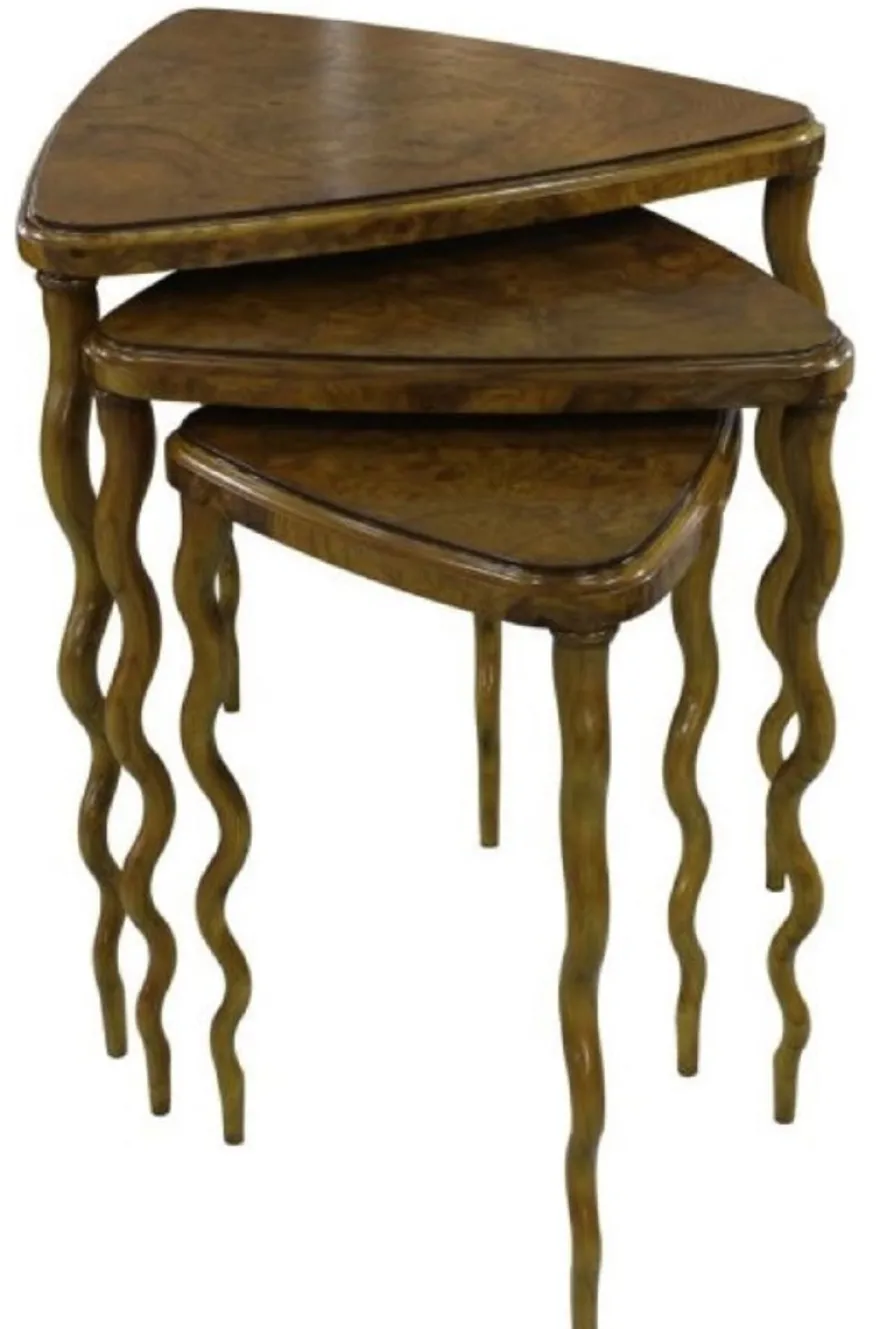 Casa Padrino Luxus Jugendstil Beistelltisch Set Braun 65 x 61 x H. 70 cm - Hotel Möbel