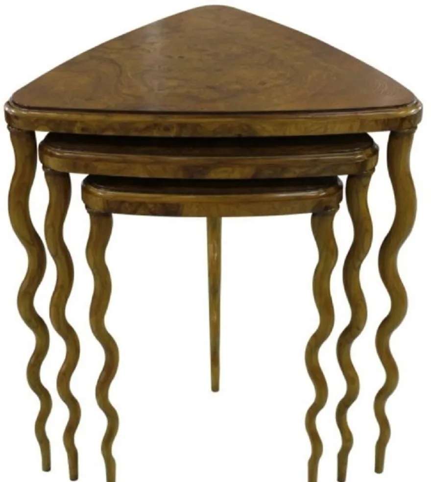 Casa Padrino Luxus Jugendstil Beistelltisch Set Braun 65 x 61 x H. 70 cm - Hotel Möbel