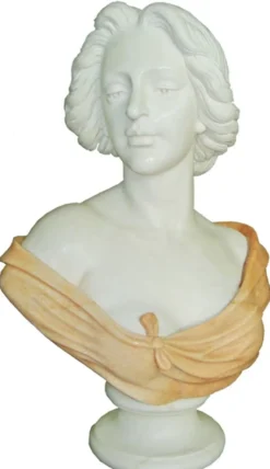 Casa Padrino Luxus Jugendstil Marmor Büste Dame Weiß / Beige H. 65 cm
