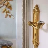 Casa Padrino Luxus Jugendstil Türgriff mit Platte und Swarovski Kristallglas Gold 15,5 x H. 33,5 cm - Hotel Accessoires B!
