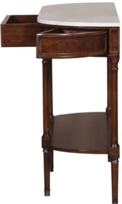 Casa Padrino Luxus Jugendstil Mahagoni Konsole mit Marmorplatte Dunkelbraun / Weiß 114 x 40 x H. 88 cm - Luxus Qualität