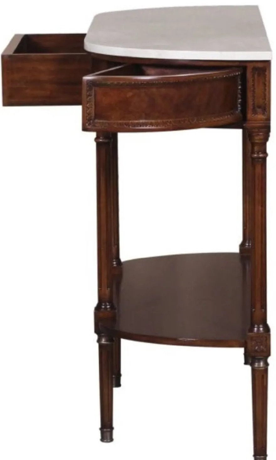 Casa Padrino Luxus Jugendstil Mahagoni Konsole mit Marmorplatte Dunkelbraun / Weiß 114 x 40 x H. 88 cm - Luxus Qualität