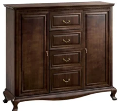 Casa Padrino Luxus Jugendstil Wohnzimmerschrank Dunkelbraun 148,3 x 45,6 x H. 133,2 cm - Massivholz Schrank mit 2 Türen und 4 Schubladen