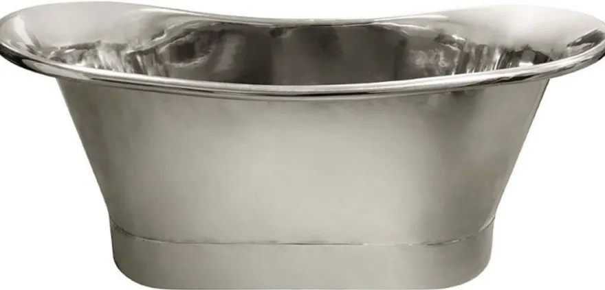 Casa Padrino Luxus Jugendstil Kupfer Badewanne Matt Silber / Silber Verchromt 170 x 71 x H. 71 cm - Freistehende Retro Badewanne - Rustikale Kupfer Badezimmer Möbel