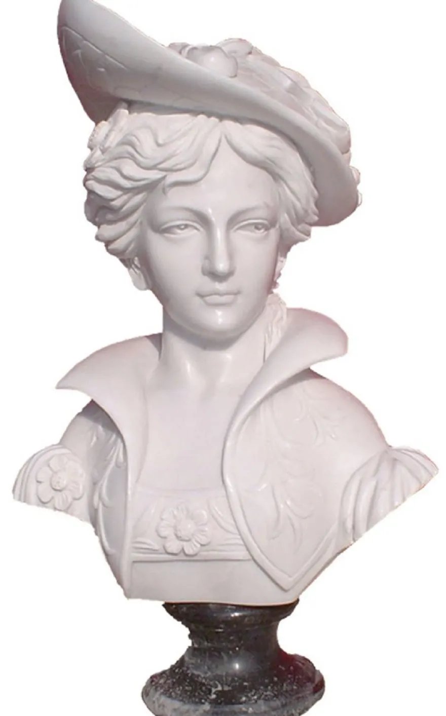 Casa Padrino Luxus Jugendstil Marmor Deko Büste Dame Weiß H. 60 cm