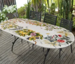Casa Padrino Luxus Jugendstil Gartentisch Früchtekranz 200 × 100 cm - Ovaler Esstisch aus handbemaltem Lavastein - Gastronomie Möbel - Made in Italy