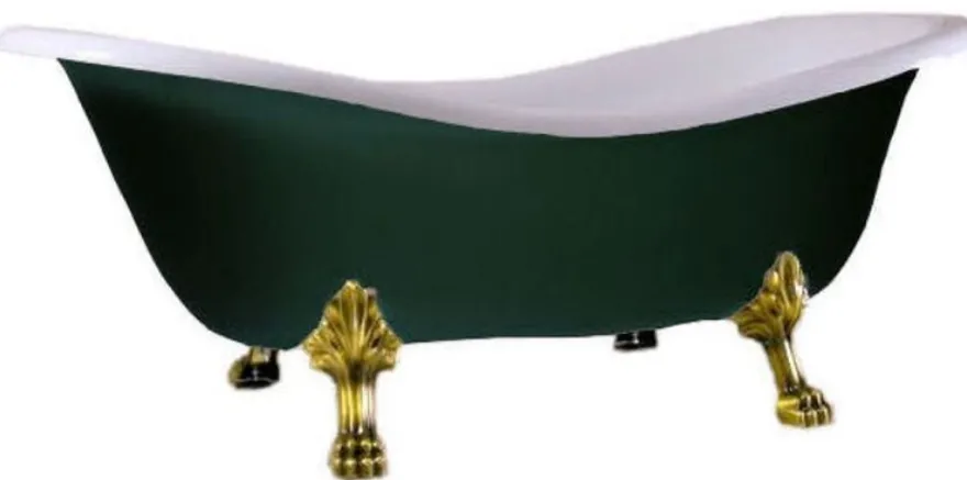 Casa Padrino Luxus Jugendstil Badewanne Weiß / Moosgrün / Gold 188 x 83 x H. 69 cm - Freistehende Retro Badewanne mit Löwenfüßen - Retro Badezimmer Möbel