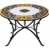 Casa Padrino Luxus Jugendstil Esstisch Weiß / Bunt / Schwarz Ø 140 cm - Runder Gartentisch - Gastronomie Möbel - Made in Italy