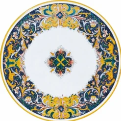 Casa Padrino Luxus Jugendstil Esstisch Weiß / Bunt / Schwarz Ø 140 cm - Runder Gartentisch - Gastronomie Möbel - Made in Italy