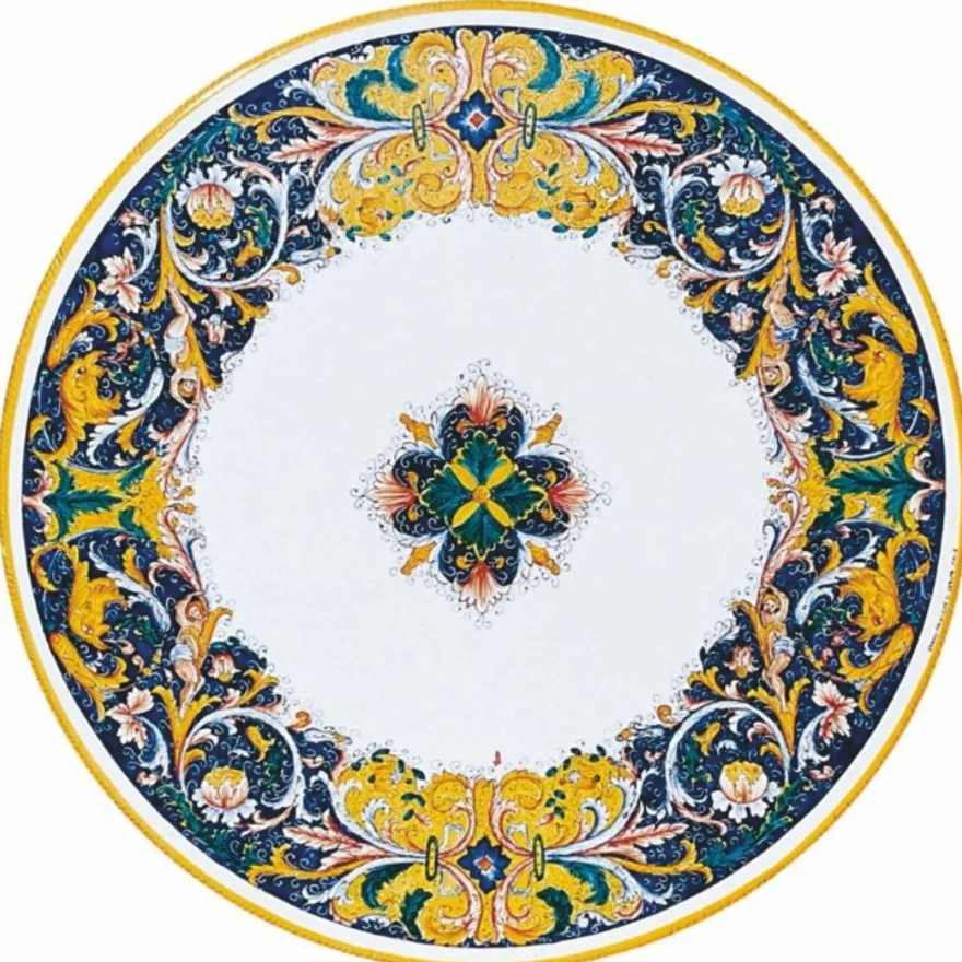 Casa Padrino Luxus Jugendstil Esstisch Weiß / Bunt / Schwarz Ø 140 cm - Runder Gartentisch - Gastronomie Möbel - Made in Italy