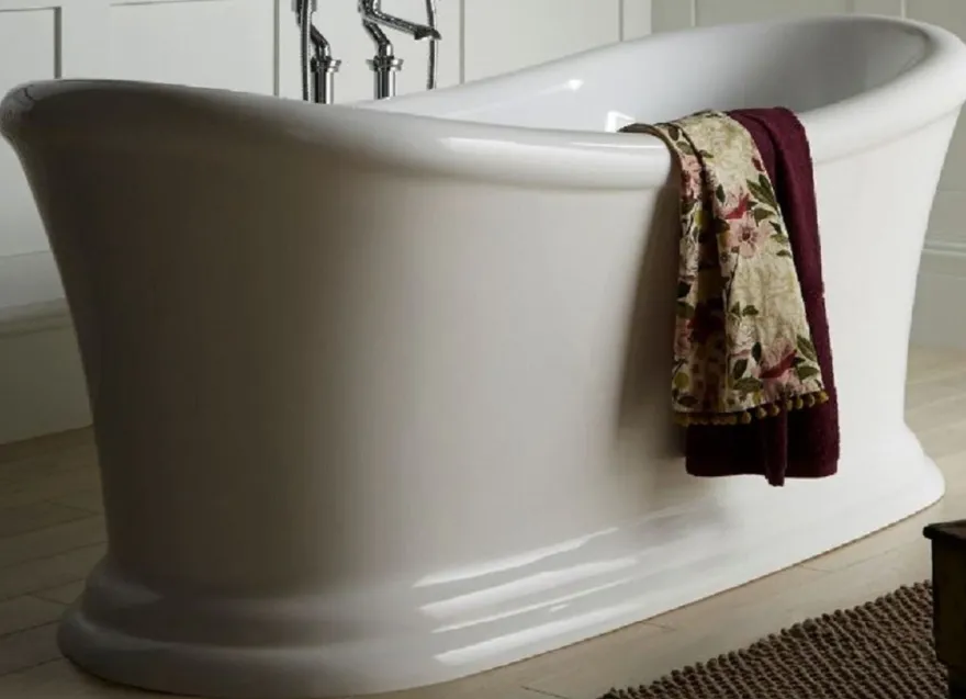 Casa Padrino Luxus Jugendstil Acryl Badewanne Weiß 177,5 x 88,5 x H. 74,5 cm - Gebogene freistehende Retro Antik Badewanne - Barock & Jugendstil Badezimmer Möbel